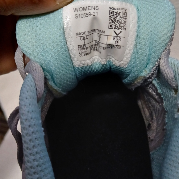 Women's Saucony Gray and Teal Cohesion 13 Athletic Shoes - Picture 5 of 7